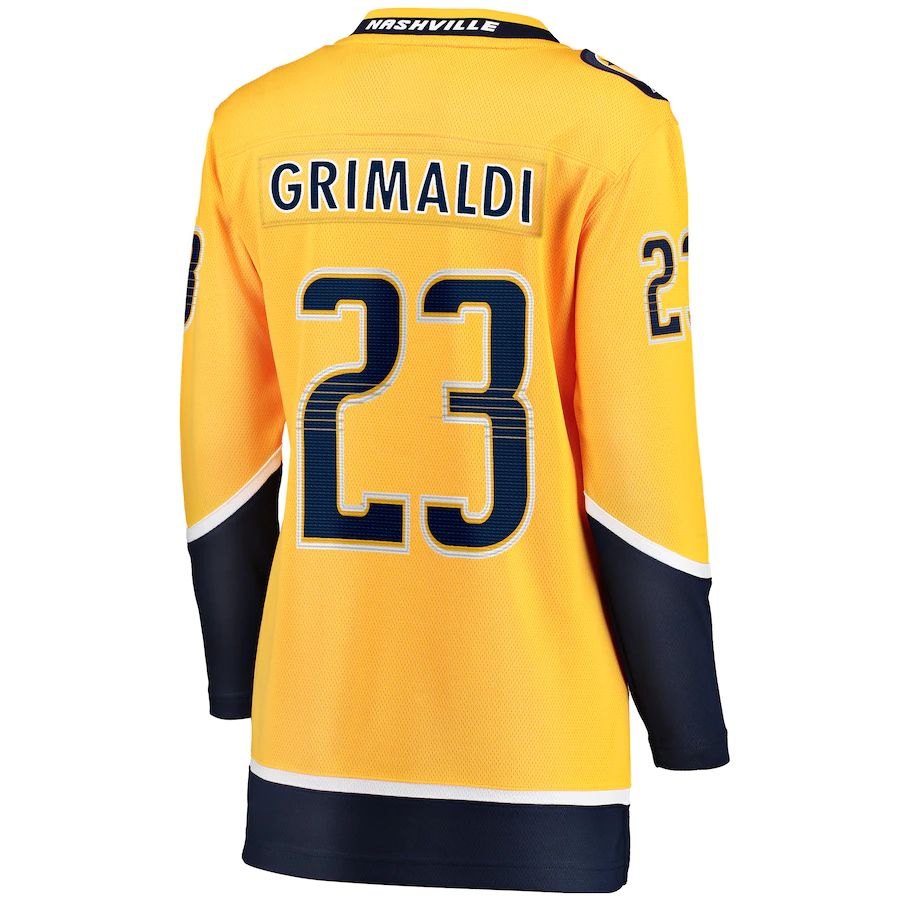 N.Predators #23 Rocco Grimaldi Supporters Branded Home Breakaway Player Jersey Gold Stitched American Hockey Jerseys