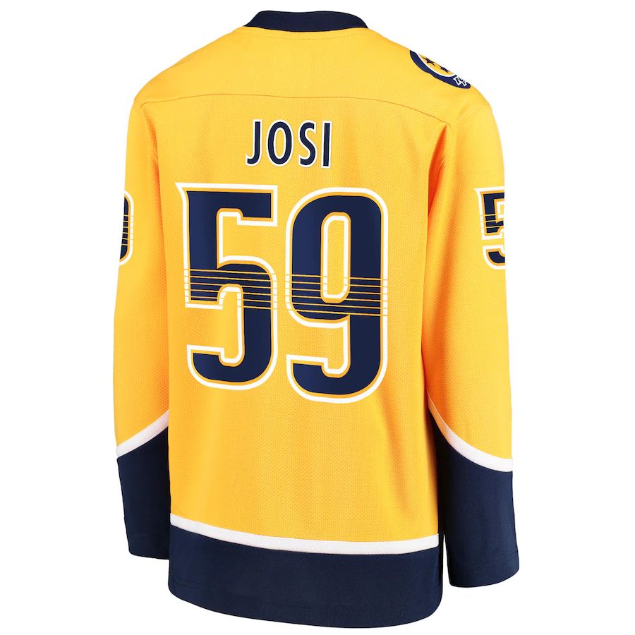 N.Predators #59 Roman Josi Supporters Branded Home Replica Player Jersey Gold Stitched American Hockey Jerseys