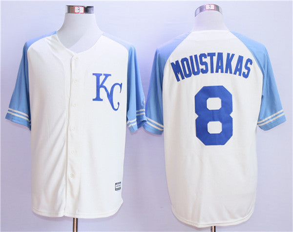 Custom #0 MOUSTAKAS Retro Stitched Baseball Jersey - Classic Edition