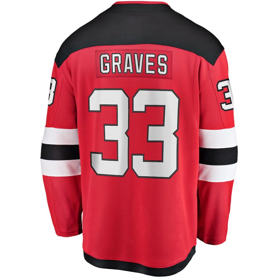 NJ.Devils #33 Ryan Graves Supporters Branded Breakaway Player Jersey Red Stitched American Hockey Jerseys