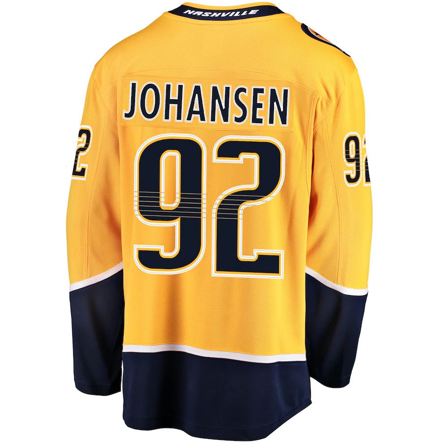 N.Predators #92 Ryan Johansen Supporters Branded Breakaway Player Jersey Gold Stitched American Hockey Jerseys