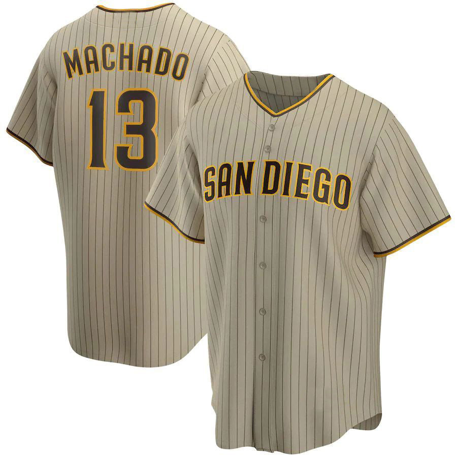Custom #13 Tan SD Baseball Shirt Top