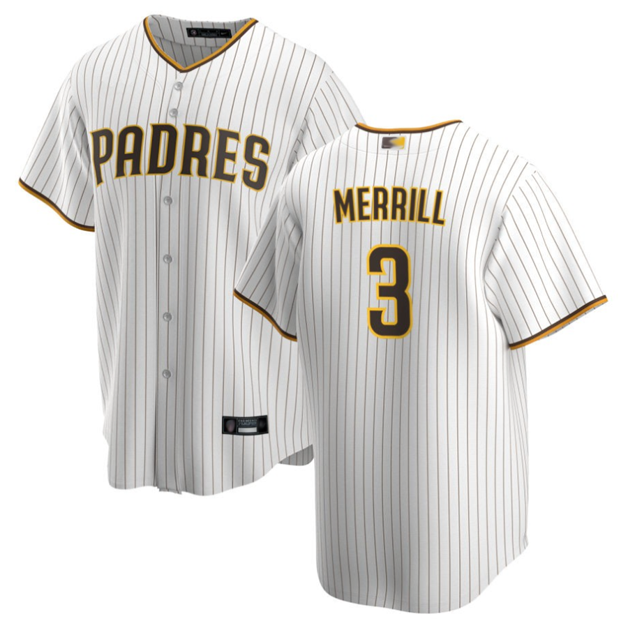 Custom #3 White SD Baseball Shirt Top