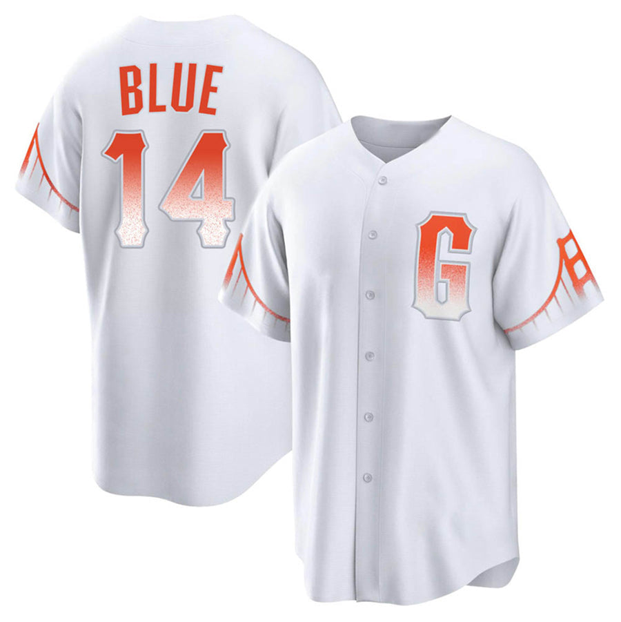 Custom #14 White SF Baseball Shirt Top
