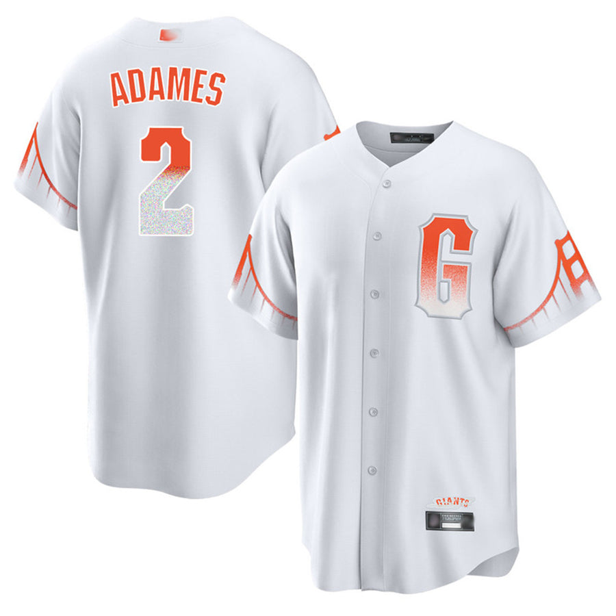 Custom #2 White City Connect SF Baseball Shirt Top