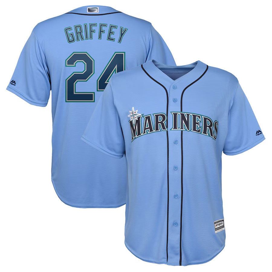 Custom #24 Light Blue SEA Baseball Shirt Top