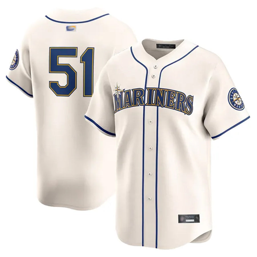 Custom #51 Cream SEA Baseball Shirt Top