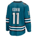 SJ.Sharks #11 Luke Kunin Supporters Home Breakaway Player Jersey - Teal Stitched American Hockey Jerseys