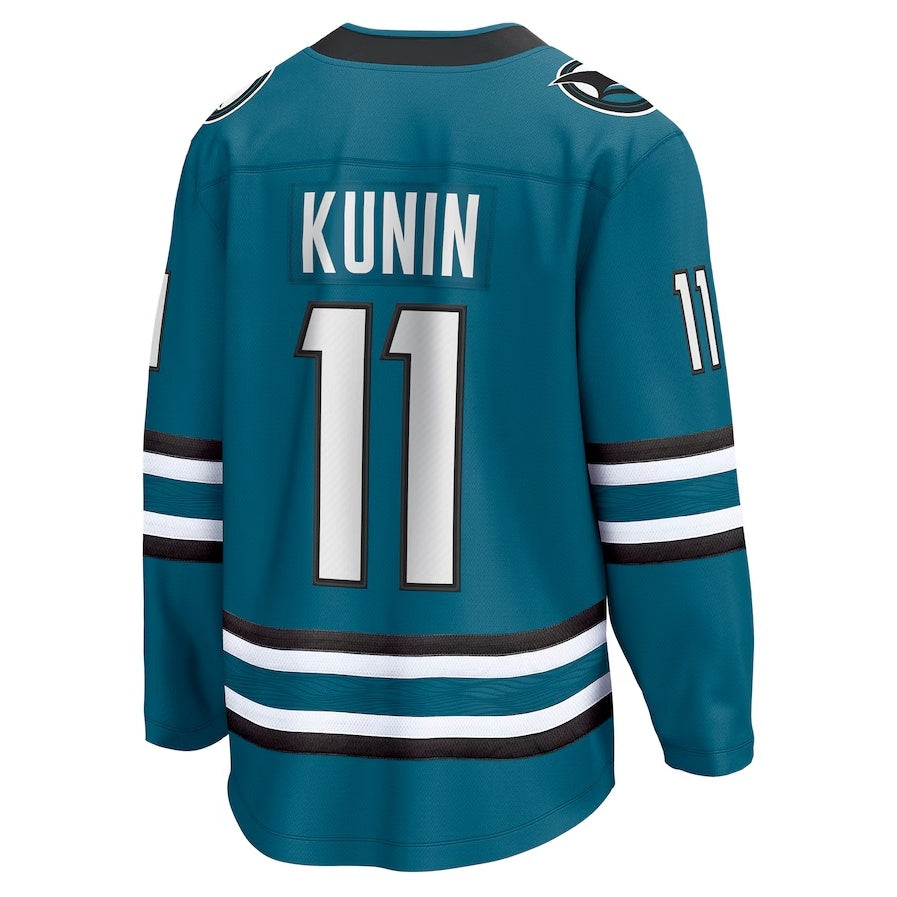 SJ.Sharks #11 Luke Kunin Supporters Home Breakaway Player Jersey - Teal Stitched American Hockey Jerseys