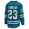 SJ.Sharks #23 Oskar Lindblom Supporters Home Breakaway Jersey - Teal Stitched American Hockey Jerseys