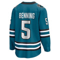 SJ.Sharks #5 Matt Benning Supporters Home Breakaway Jersey - Teal Stitched American Hockey Jerseys