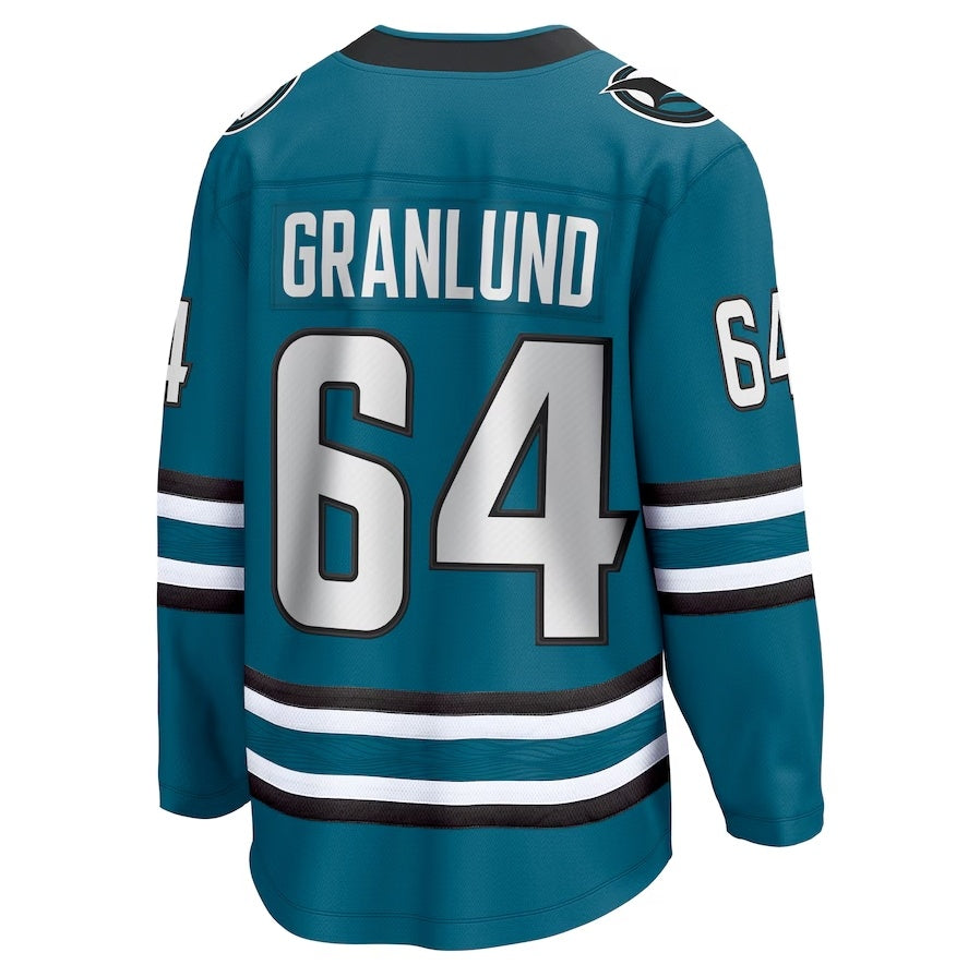 SJ.Sharks #64 Mikael Granlund Supporters Home Breakaway Jersey - Teal Stitched American Hockey Jerseys