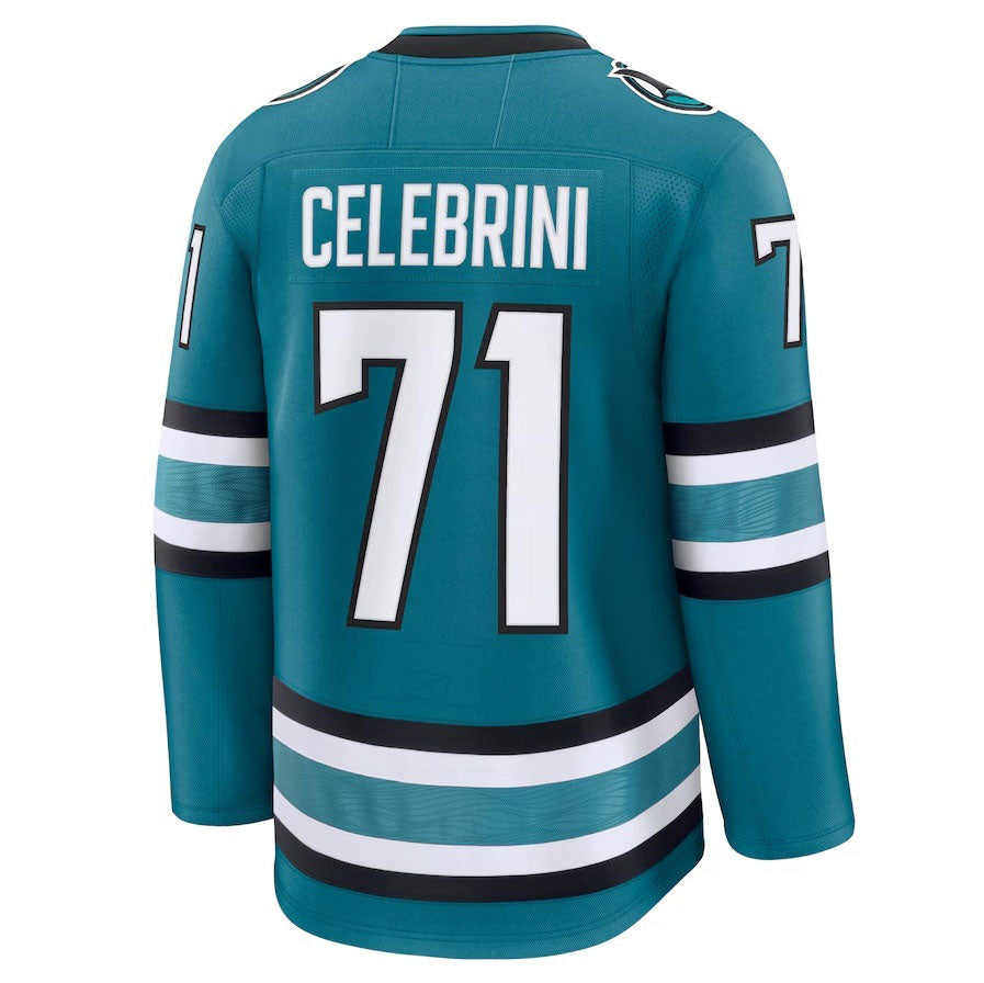 SJ.Sharks #71 Macklin Celebrini Supporters Home Premium Jersey - Teal Stitched American Hockey Jerseys