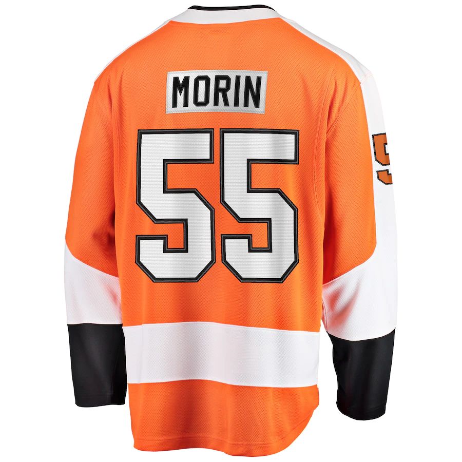 P.Flyers #55 Samuel Morin Supporters Branded Breakaway Player Jersey Orange Stitched American Hockey Jerseys