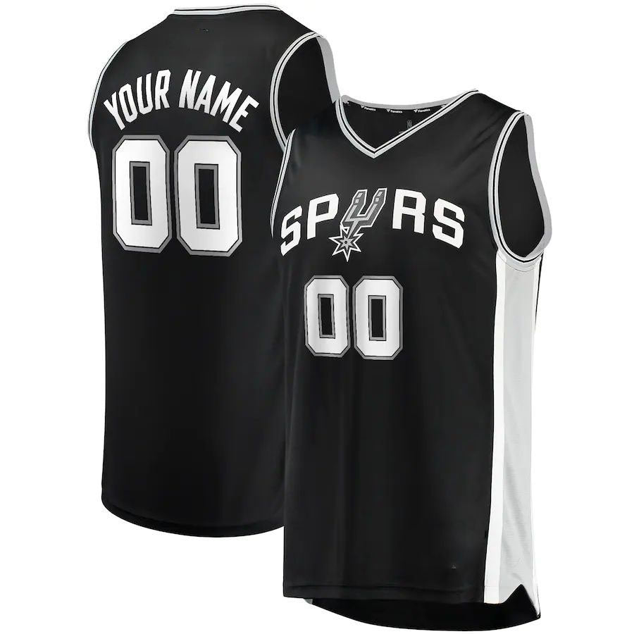 Custom S.Antonio Spurs Supporters Branded Fast Break Replica Jersey Black Icon Edition Stitched Basketball Jersey