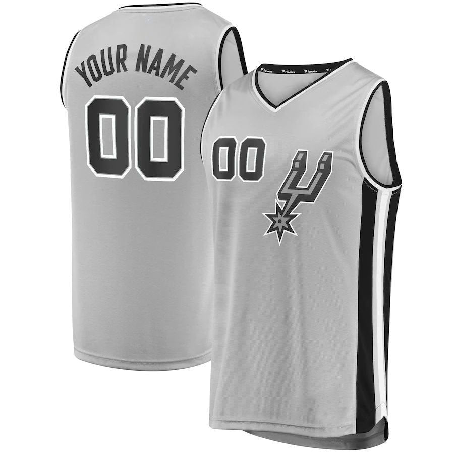 Custom S.Antonio Spurs Supporters Branded  Fast Break Custom Replica Jersey Silver Statement Edition Stitched Basketball Jersey