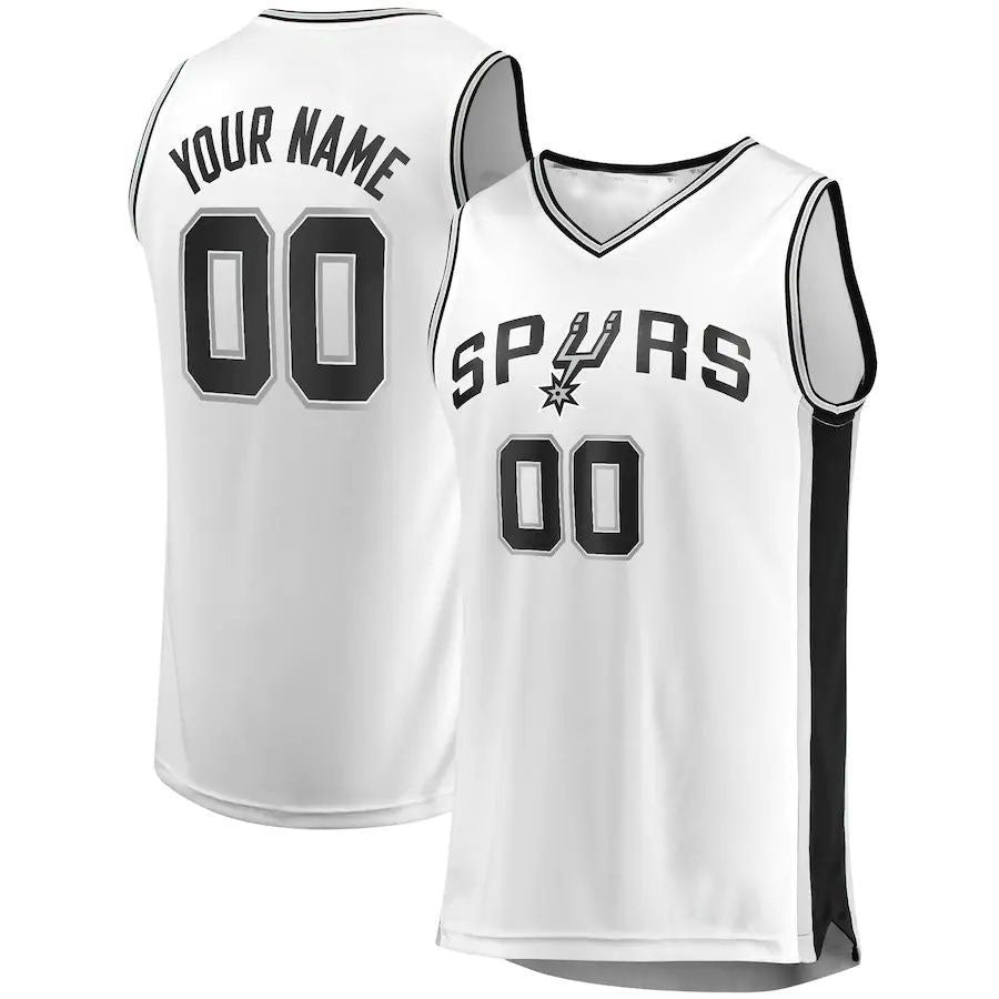 Custom S.Antonio Spurs Supporters Branded  Fast Break Custom Replica Jersey Association Edition White Stitched Basketball Jersey