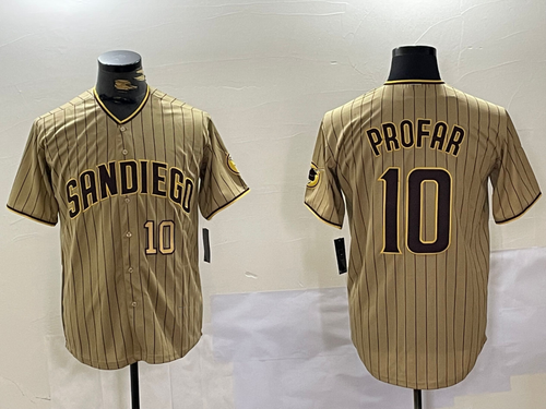 Custom #10 Khaki SD Baseball Shirt Top