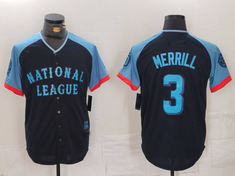 Custom #3 Navy All Star SD Baseball Shirt Top