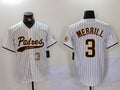 Custom #3 White SD Baseball Shirt Top