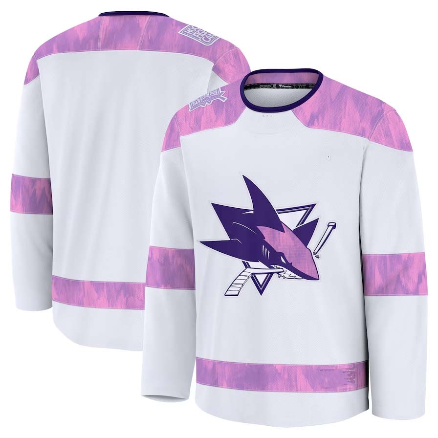 SJ.Sharks Supporters 2024 Hockey Fights Cancer Practice Jersey - White Stitched American Hockey Jerseys