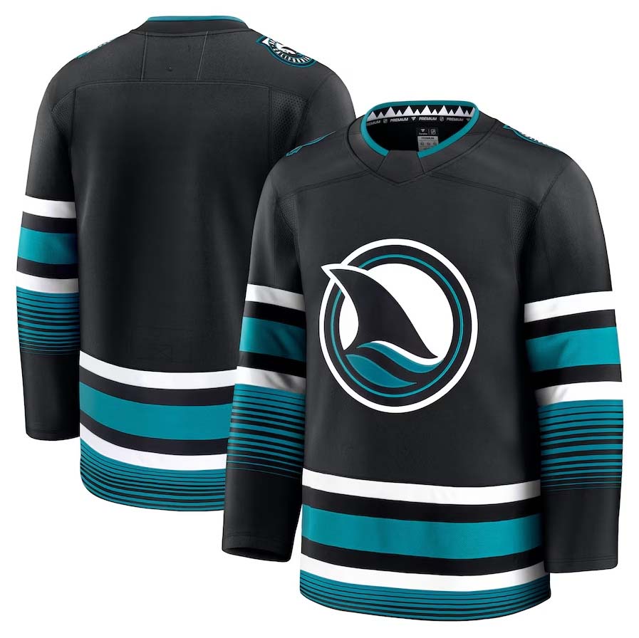 SJ.Sharks Supporters Alternate Premium Jersey - Black Stitched American Hockey Jerseys
