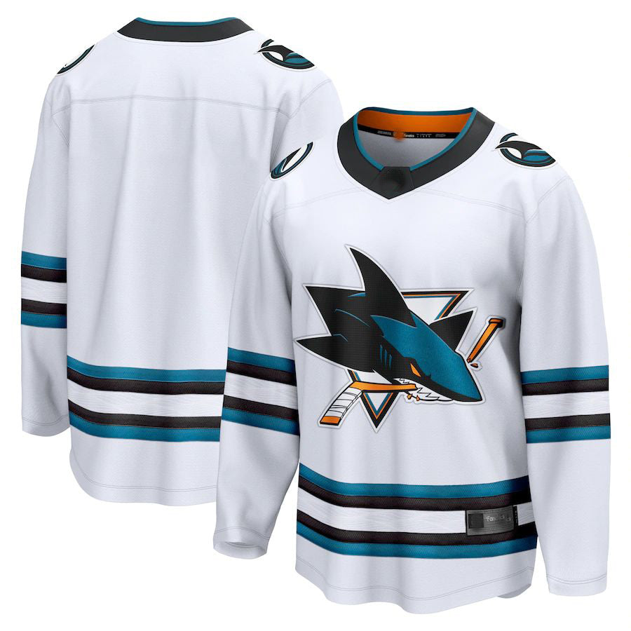 SJ.Sharks Supporters Branded Away Premier Breakaway Jersey White Stitched American Hockey Jerseys