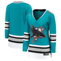 SJ.Sharks Supporters Branded 30th Anniversary Premier Breakaway Team Jersey Teal Stitched American Hockey Jerseys
