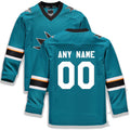 Custom SJ.Sharks Supporters Branded Home Replica Custom Jersey Teal Stitched American Hockey Jerseys