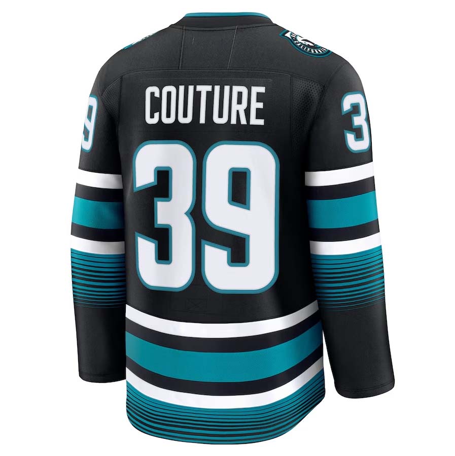 SJ.Sharks #39 Logan Couture Supporters Alternate Premium Jersey - Black Stitched American Hockey Jerseys
