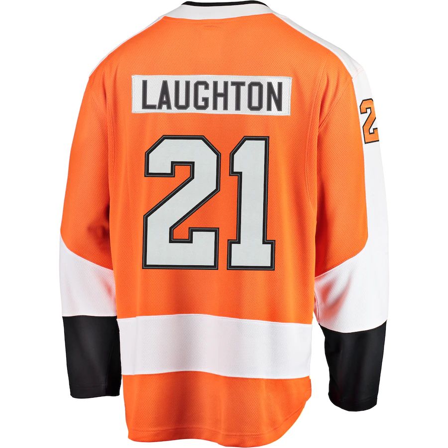 P.Flyers #21 Scott Laughton Supporters Branded Breakaway Jersey Orange Stitched American Hockey Jerseys