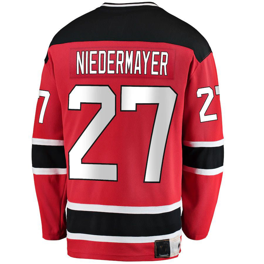 NJ.Devils #27 Scott Niedermayer Supporters Branded Premier Breakaway Retired Player Jersey Red Stitched American Hockey Jerseys