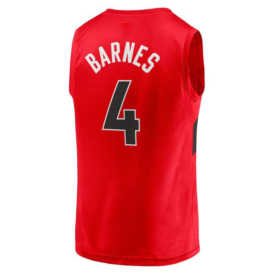 T.Raptors #4 Scottie Barnes Supporters Branded Fast Break Replica Jersey Red Icon Edition Stitched American Basketball Jersey