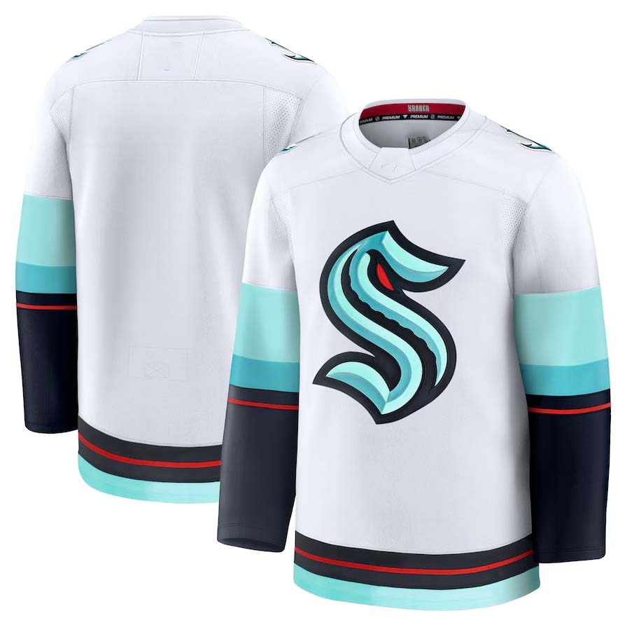 S.Kraken Supporters Away Premium Jersey - White Stitched American Hockey Jerseys