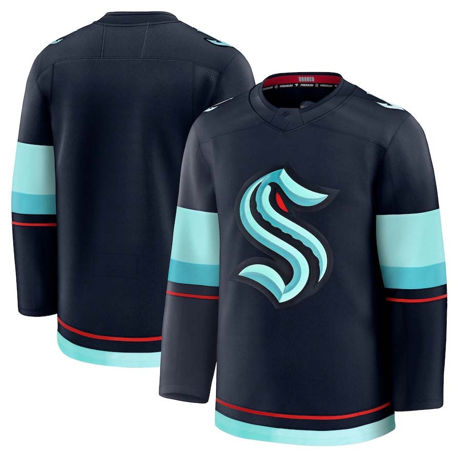 S.Kraken Supporters Home Premium Jersey - Deep Sea Blue Stitched American Hockey Jerseys