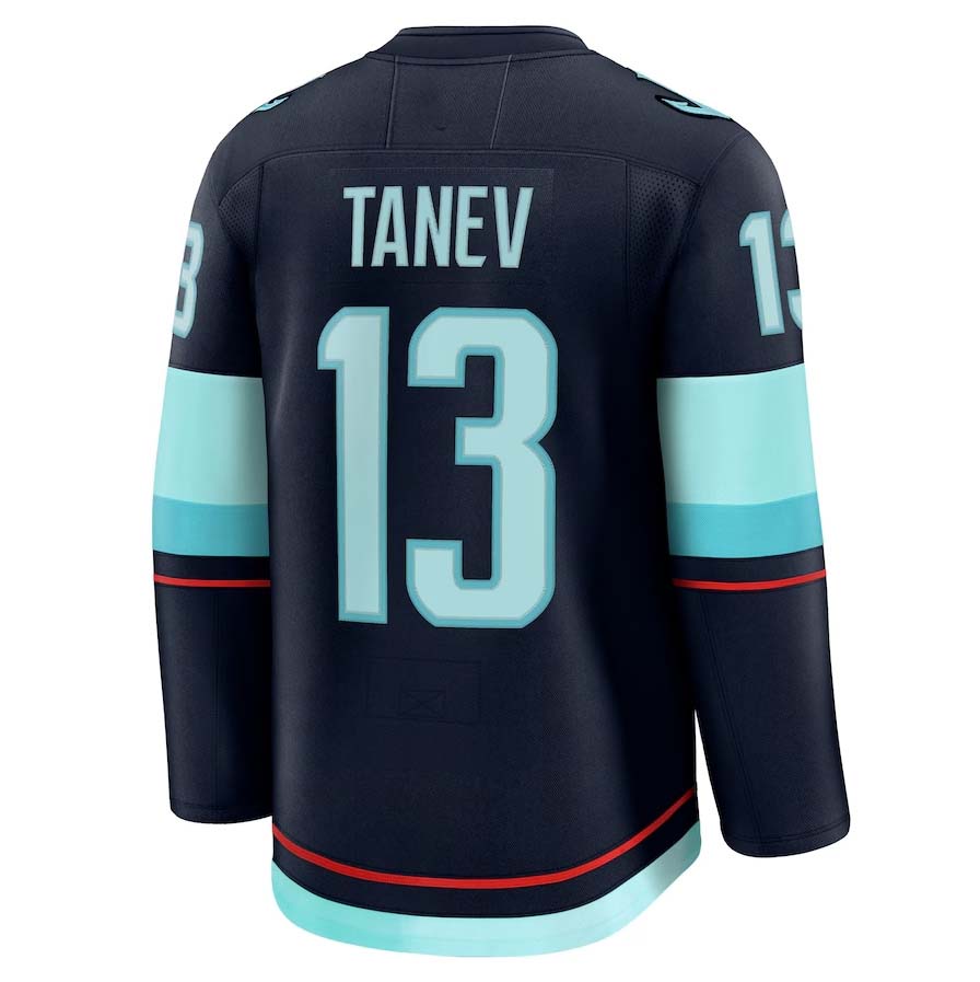 S.Kraken #13 Brandon Tanev Supporters Home Premium Jersey - Deep Sea Blue Stitched American Hockey Jerseys