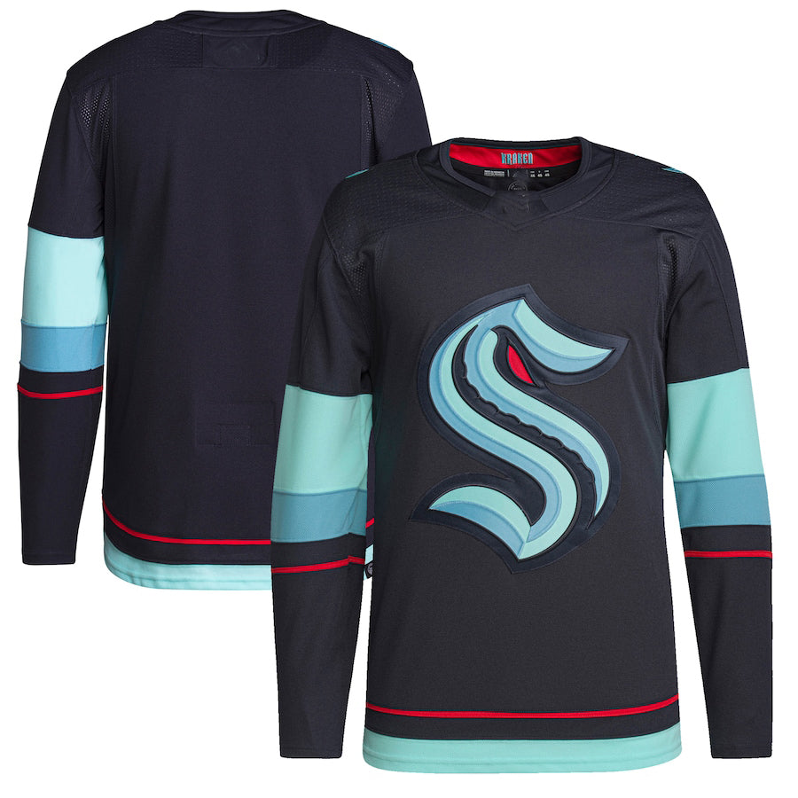 S.Kraken Home Authentic Primegreen Jersey  Blue Stitched American Hockey Jerseys