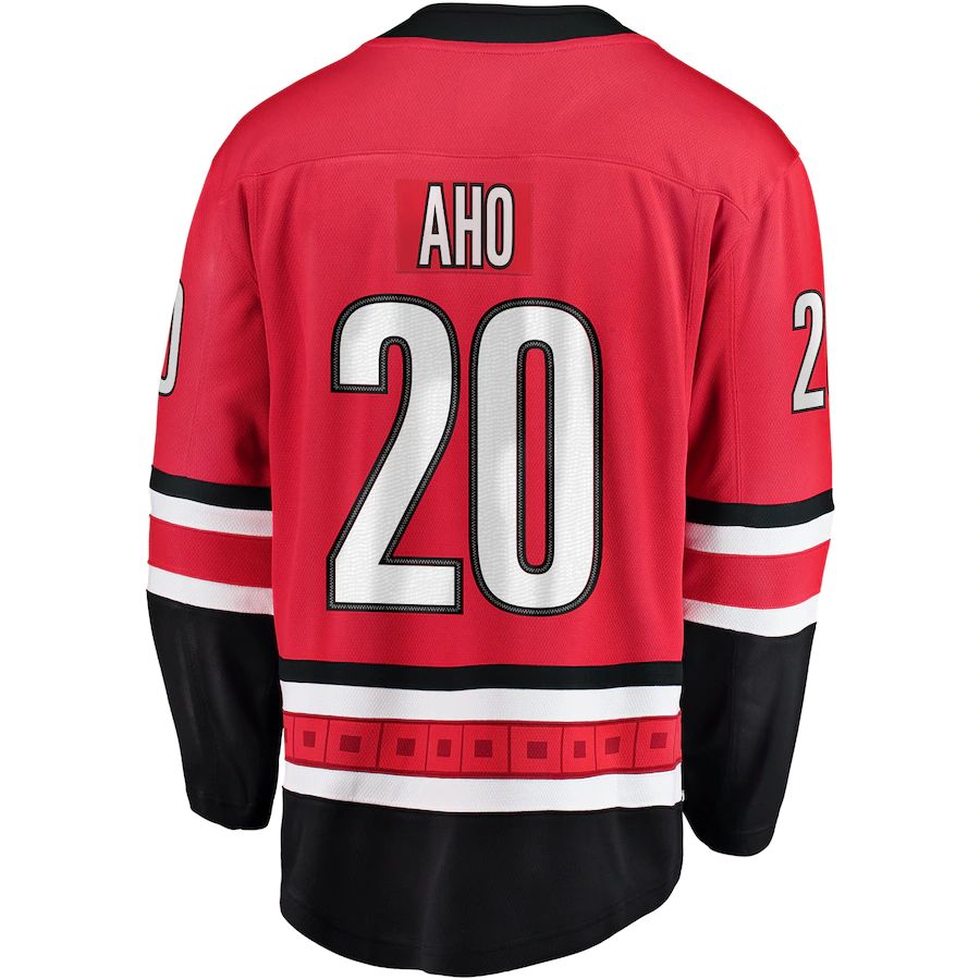 C.Hurricanes #20 Sebastian Aho Supporters Branded Premier Breakaway Player Jersey Red Stitched American Hockey Jerseys