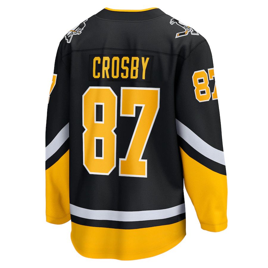 P.Penguins #87 Sidney Crosby Supporters Branded 2021-22 Alternate Premier Breakaway Player Jersey Black Stitched American Hockey Jerseys