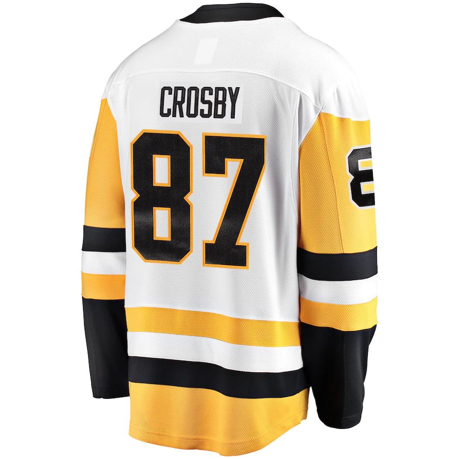 P.Penguins #87 Sidney Crosby Supporters Branded Captain Away Premier Breakaway Player Jersey White Stitched American Hockey Jerseys