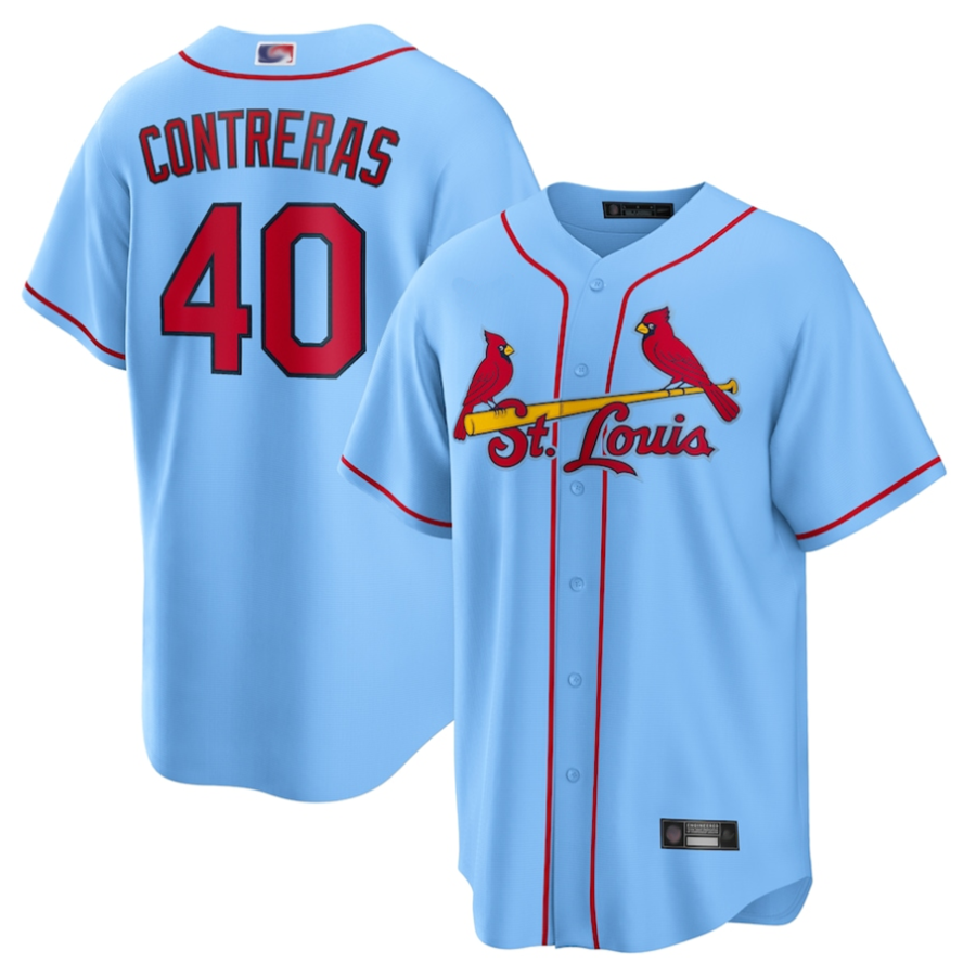 Custom #40 Light Blue STL Baseball Shirt Top