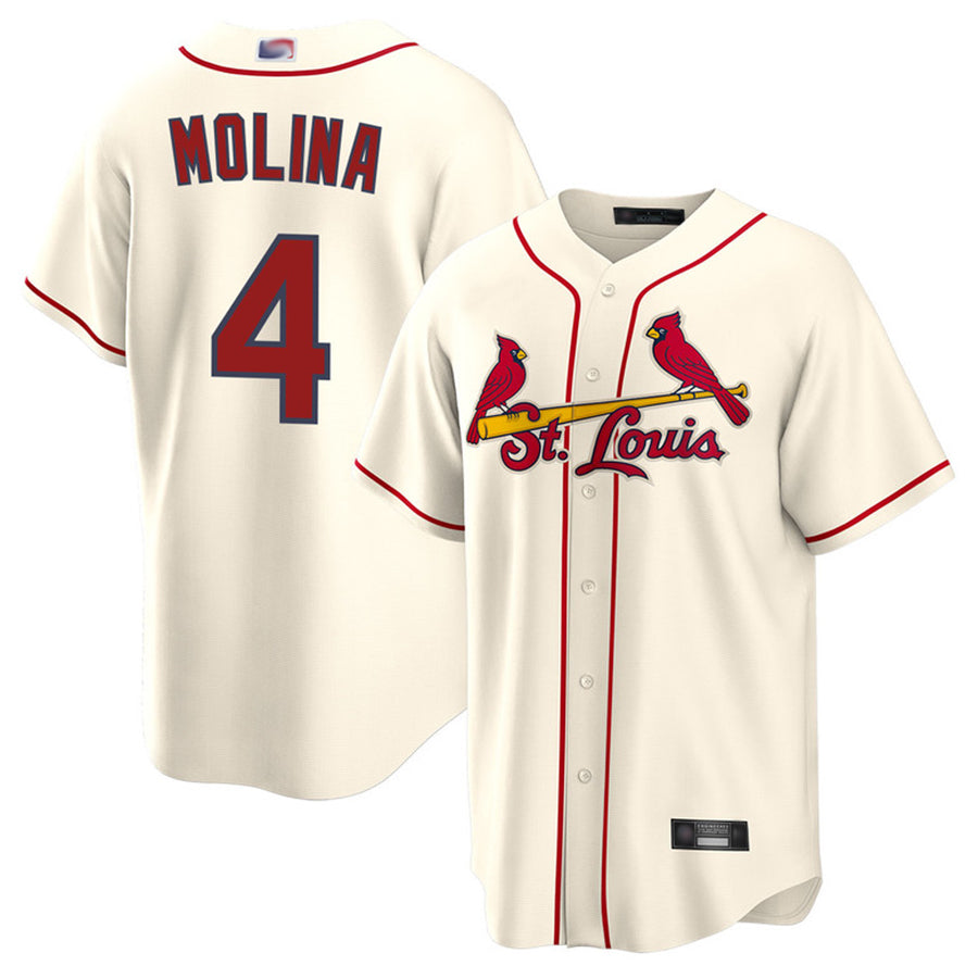 Custom #4 Cream STL Baseball Shirt Top