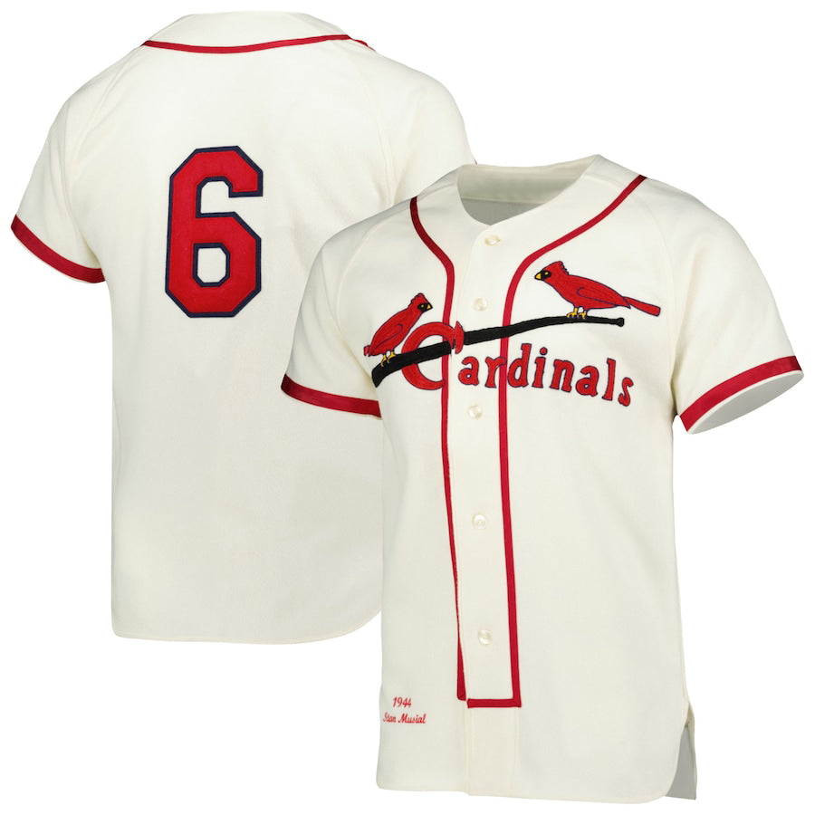 Custom #6 Cream 1944 STL Baseball Shirt Top