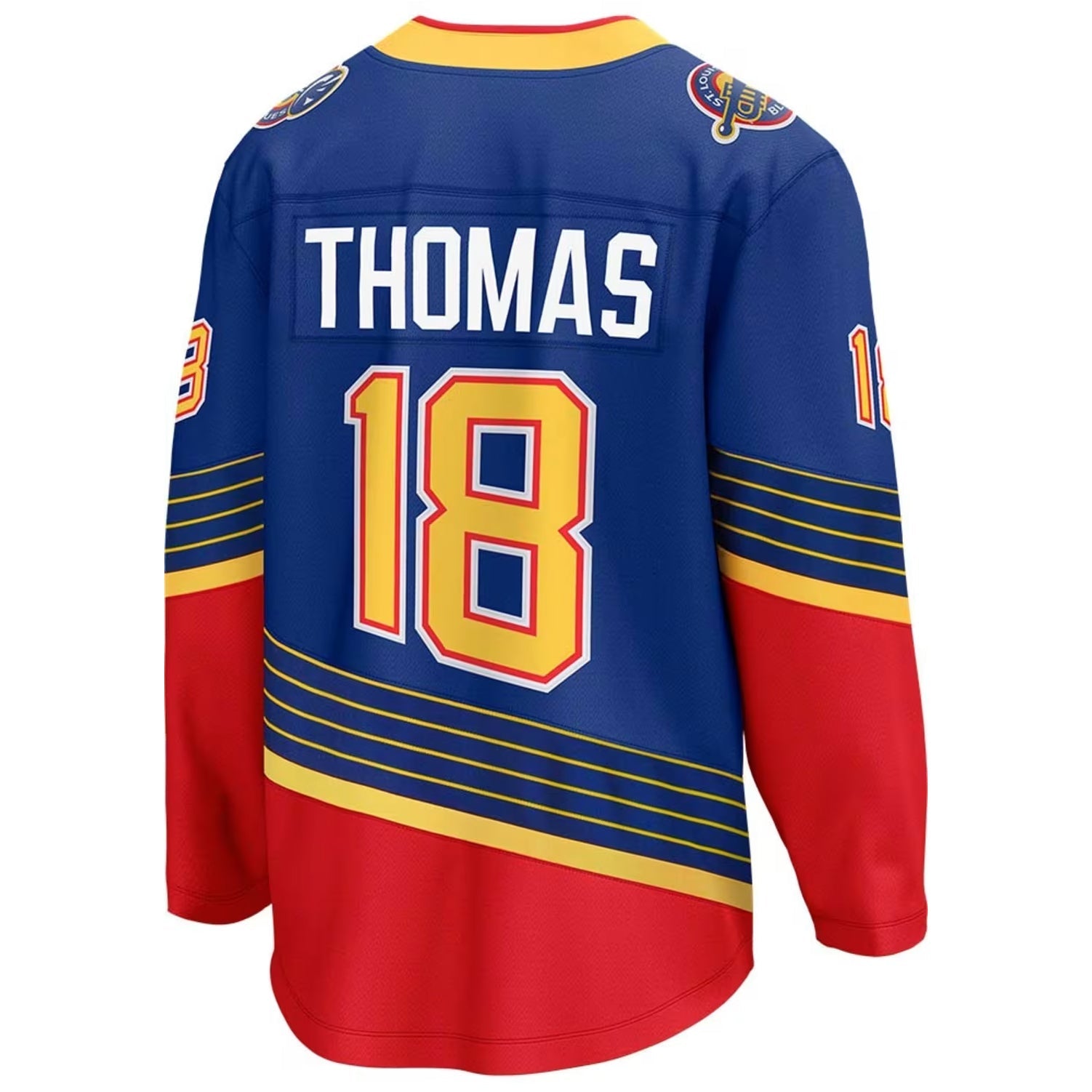Custom #18 Blue Throwback STL Hockey Shirt Top