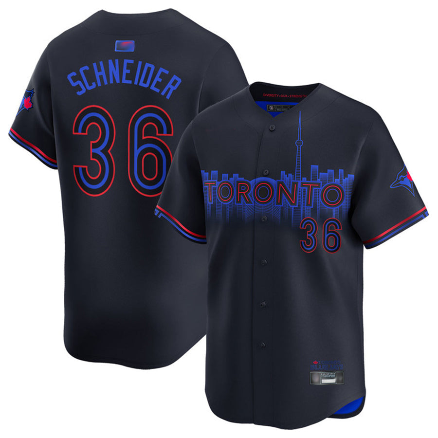 T.Blue Jays #36 Davis Schneider Player City Connect Limited Black Baseball Jerseys