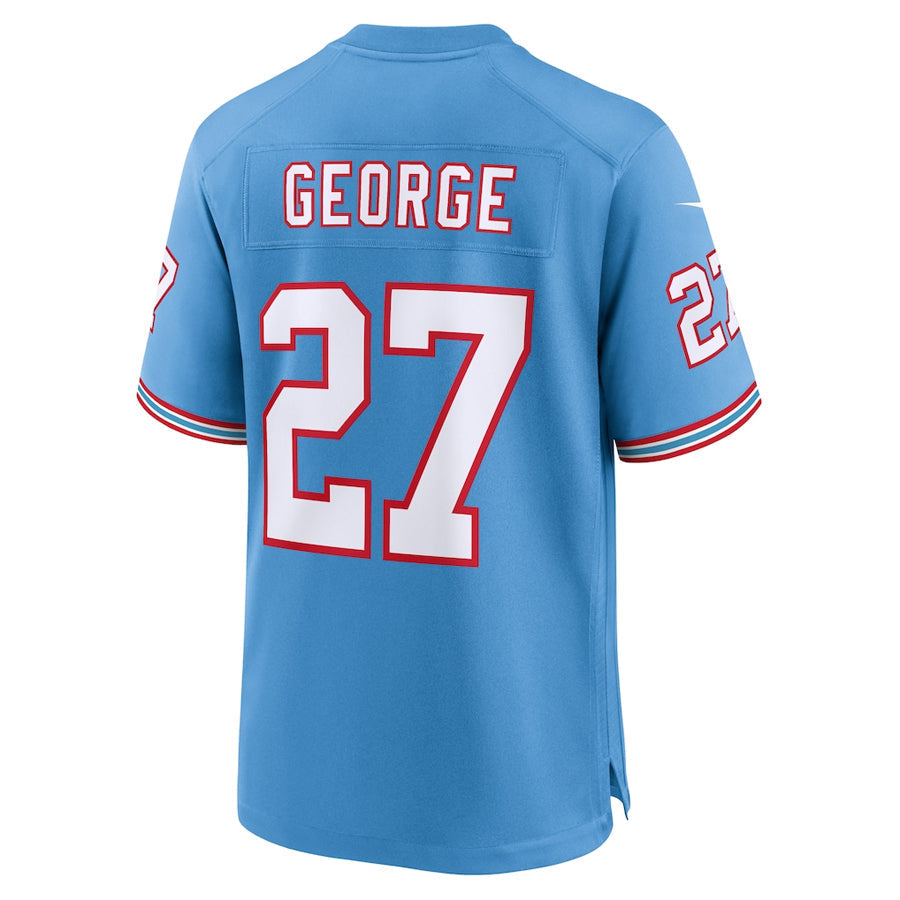 Custom #27 Light Blue Throwback TEN Football Shirt Top