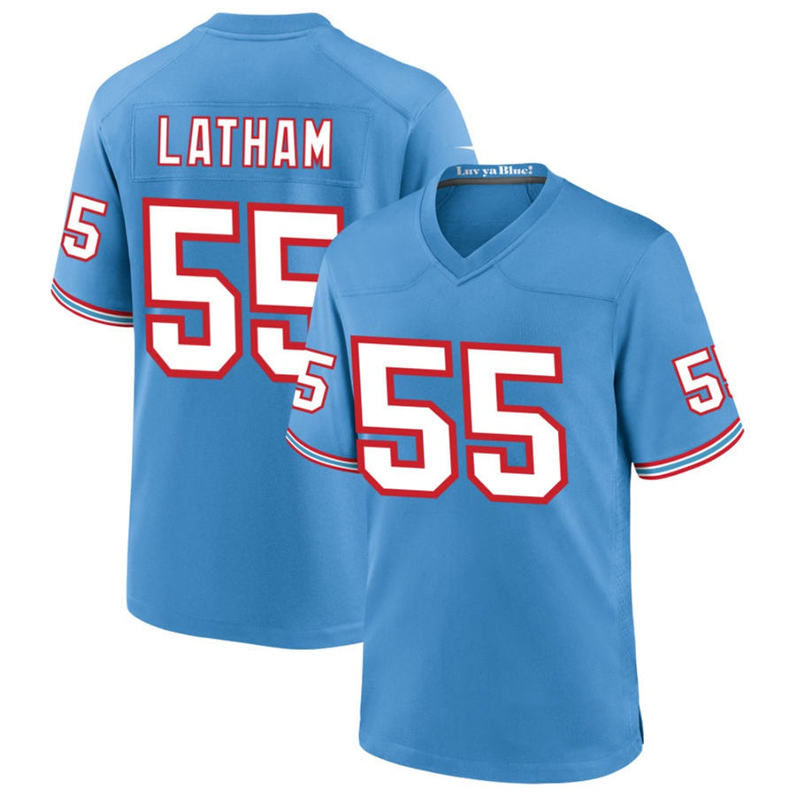 Custom #55 Blue Throwback TEN Football Shirt Top