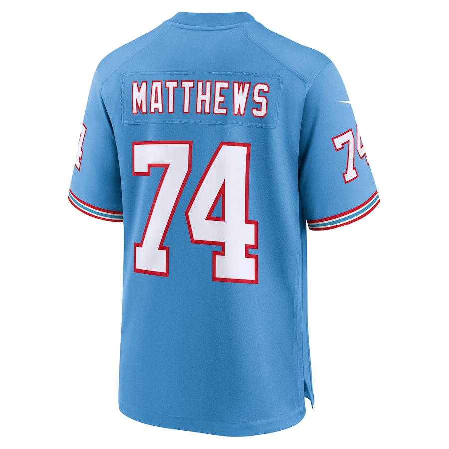 Custom #74 Light Blue Throwback TEN Football Shirt Top