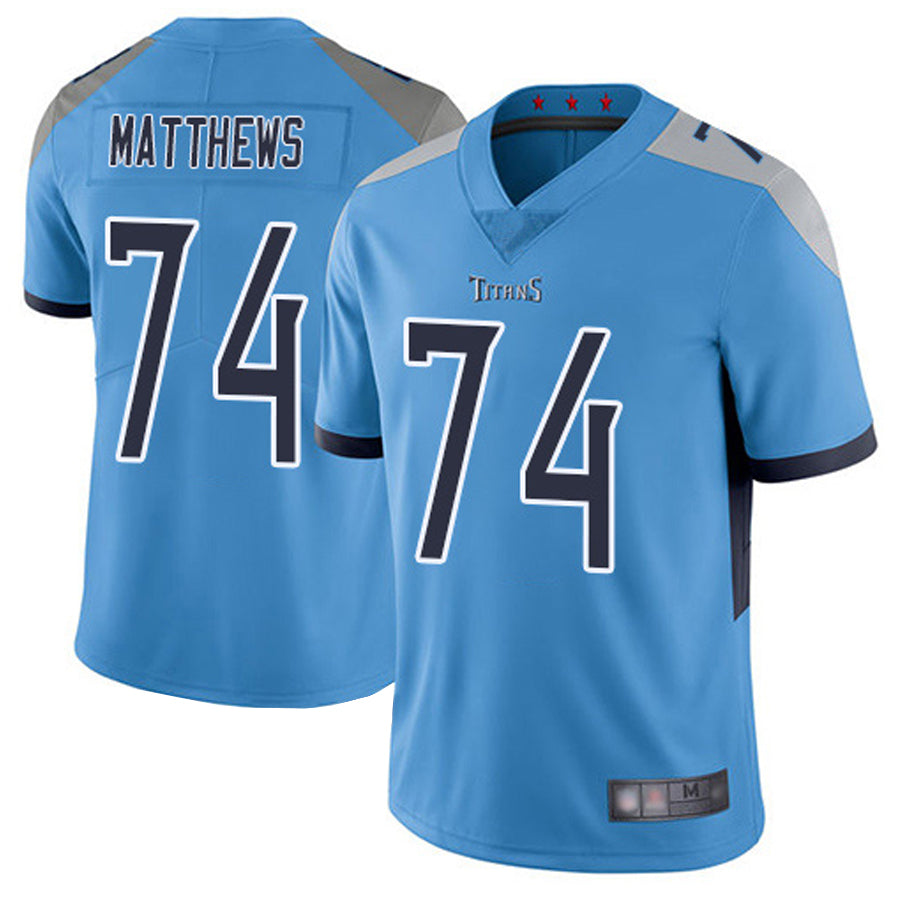 Custom #74 Light Blue TEN Football Shirt Top
