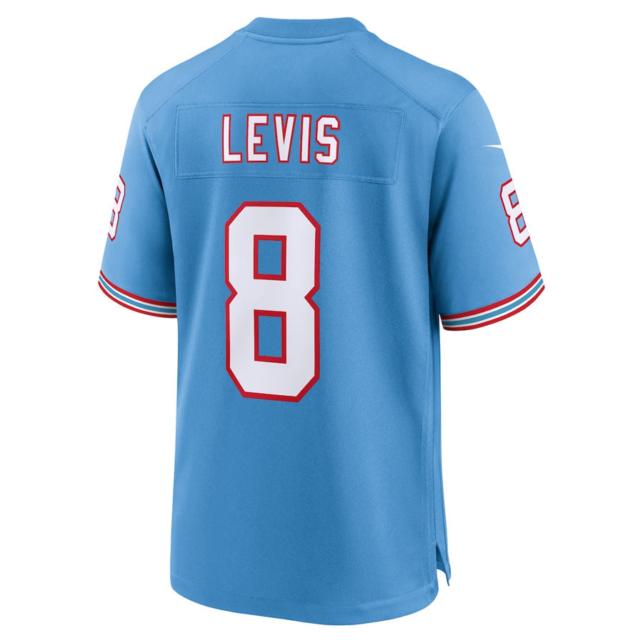 Custom #8 Light Blue Throwback TEN Football Shirt Top